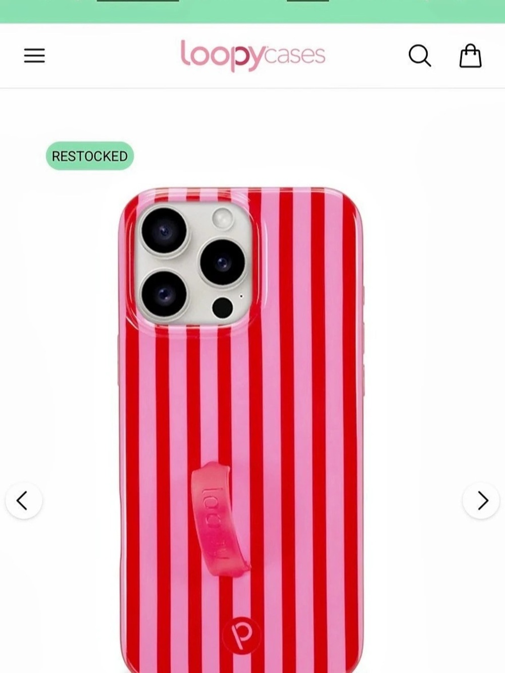 Loopy Cases Berry Stripes Loopy Case Red & White Striped Phone Case